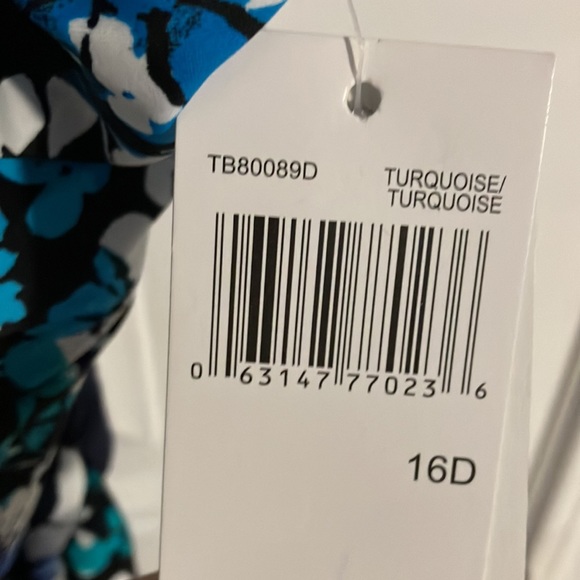 CHRISTINA SWIMSUIT 1-PC Ruched FLORAL Blue Black Sz 16 D BNWT - Picture 10 of 10